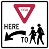 R1-5AL: YIELD HERE TO SCHOOL CROSSING LEFT 36X36 