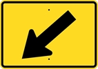 W16-7PL: DOWNWARD DIAGONAL ARROW LEFT 30X21 